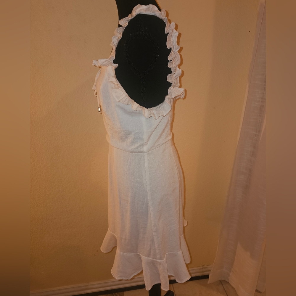 Cotton White Ruffle Sleeveless Dress - Picture 3 of 9